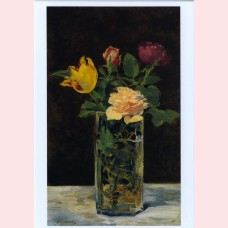 Roses and tulips in a vase
